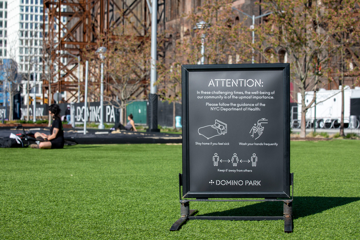 Domino Park COVID Sign